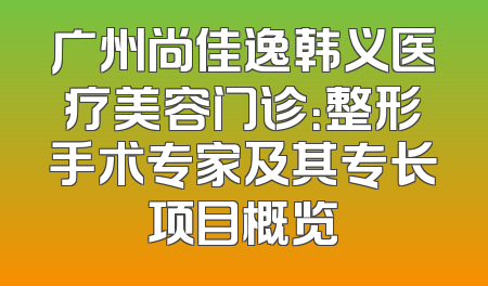 广州尚佳逸韩义医疗美容门诊：整形手术专家及其专长项目概览