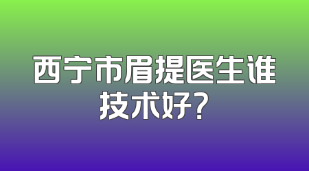西宁市眉提医生谁技术好？