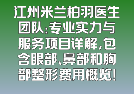 江州米兰柏羽医生团队：专业实力与服务项目详解，包含眼部、鼻部和胸部整形费用概览！