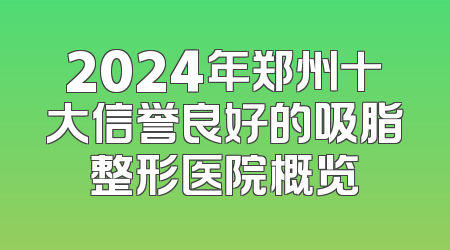 2024年郑州十大信誉良好的吸脂整形医院概览