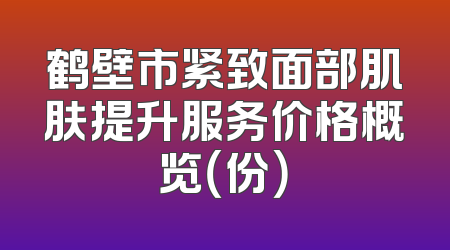 鹤壁市紧致面部肌肤提升服务价格概览（份）