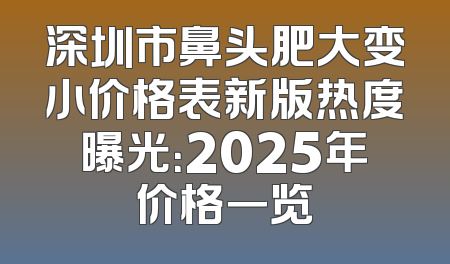 深圳市鼻头肥大变小价格表新版热度曝光：2025年价格一览