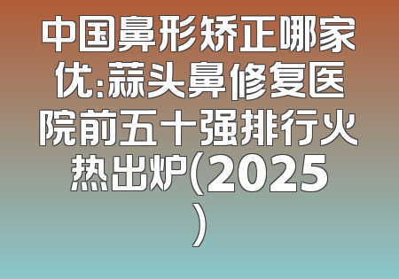 中国鼻形矫正哪家优：蒜头鼻修复医院前五十强排行火热出炉（2025）