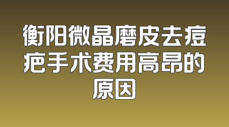 衡阳微晶磨皮去痘疤手术费用高昂的原因