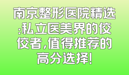 南京整形医院精选：私立医美界的佼佼者，值得推荐的高分选择！