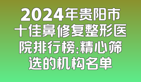 2024年贵阳市十佳鼻修复整形医院排行榜：精心筛选的机构名单