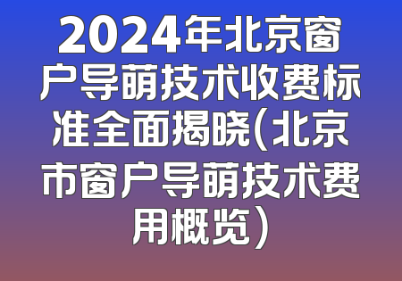 2024年北京窗户导萌技术收费标准全面揭晓（北京市窗户导萌技术费用概览）