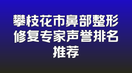 攀枝花市鼻部整形修复专家声誉排名推荐