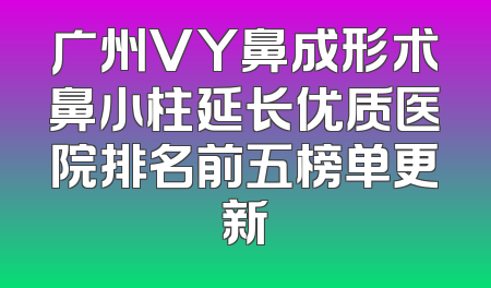 广州VY鼻成形术鼻小柱延长优质医院排名前五榜单更新