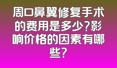 周口鼻翼修复手术的费用是多少？影响价格的因素有哪些？