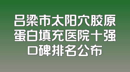 吕梁市太阳穴胶原蛋白填充医院十强口碑排名公布