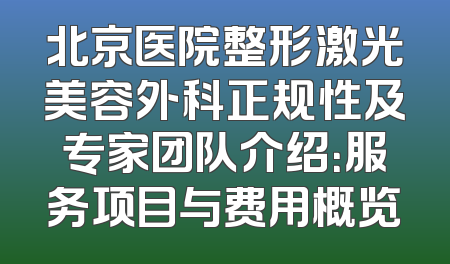 北京医院整形激光美容外科正规性及专家团队介绍：服务项目与费用概览