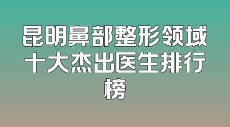 昆明鼻部整形领域十大杰出医生排行榜