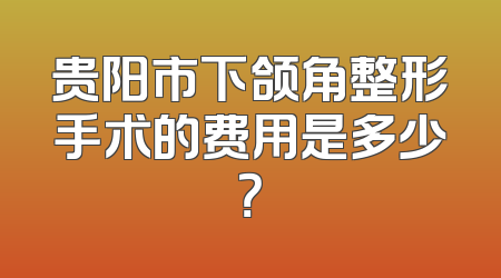 贵阳市下颌角整形手术的费用是多少？
