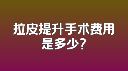 拉皮提升手术费用是多少？