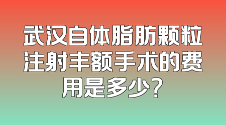 武汉自体脂肪颗粒注射丰额手术的费用是多少？