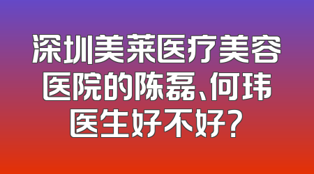 深圳美莱医疗美容医院的陈磊、何玮医生好不好？
