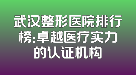 武汉整形医院排行榜：卓越医疗实力的认证机构