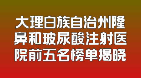 大理白族自治州隆鼻和玻尿酸注射医院前五名榜单揭晓