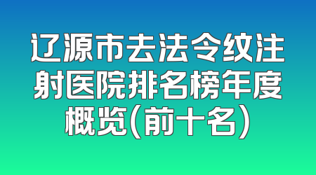 辽源市去法令纹注射医院排名榜年度概览（前十名）