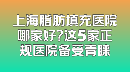 上海脂肪填充医院哪家好？这5家正规医院备受青睐