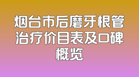 烟台市后磨牙根管治疗价目表及口碑概览