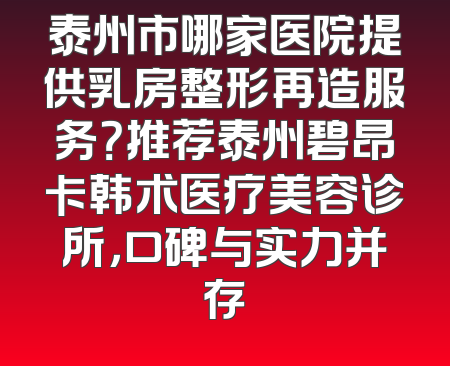 泰州市哪家医院提供乳房整形再造服务？推荐泰州碧昂卡韩术医疗美容诊所，口碑与实力并存