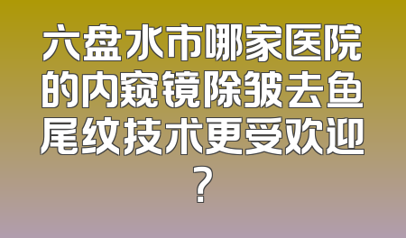 六盘水市哪家医院的内窥镜除皱去鱼尾纹技术更受欢迎？