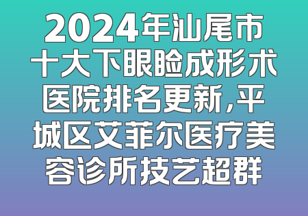 2024年汕尾市十大下眼睑成形术医院排名更新，平城区艾菲尔医疗美容诊所技艺超群