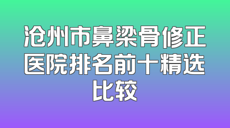 沧州市鼻梁骨修正医院排名前十精选比较