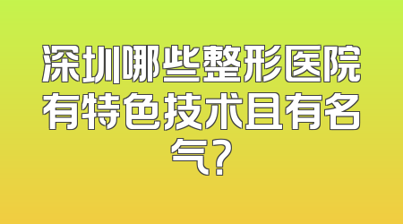 深圳哪些整形医院有特色技术且有名气？