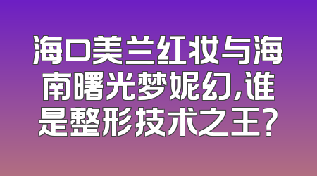 海口美兰红妆与海南曙光梦妮幻，谁是整形技术之王？