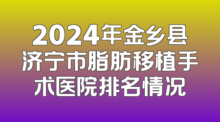 2024年金乡县济宁市脂肪移植手术医院排名情况