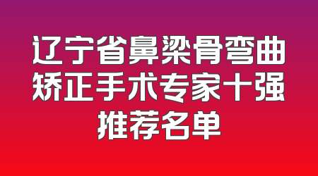 辽宁省鼻梁骨弯曲矫正手术专家十强推荐名单