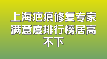 上海疤痕修复专家满意度排行榜居高不下