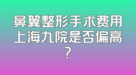 鼻翼整形手术费用上海九院是否偏高？