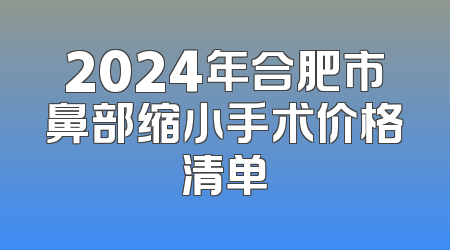 2024年合肥市鼻部缩小手术价格清单