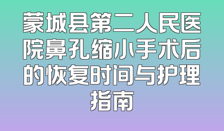 蒙城县第二人民医院鼻孔缩小手术后的恢复时间与护理指南