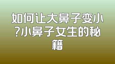 如何让大鼻子变小？小鼻子女生的秘籍
