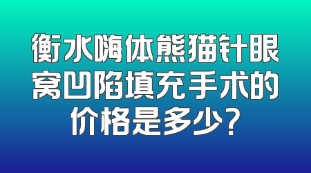 衡水嗨体熊猫针眼窝凹陷填充手术的价格是多少？