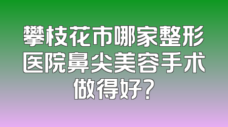 攀枝花市哪家整形医院鼻尖美容手术做得好？