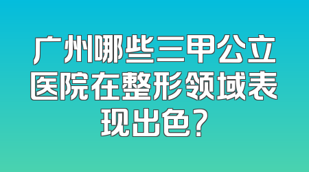 广州哪些三甲公立医院在整形领域表现出色？