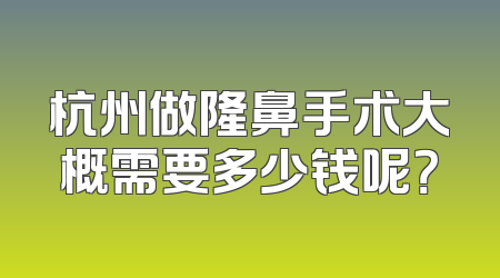 杭州做隆鼻手术大概需要多少钱呢？