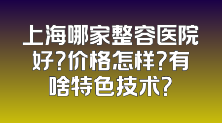上海哪家整容医院好？价格怎样？有啥特色技术？