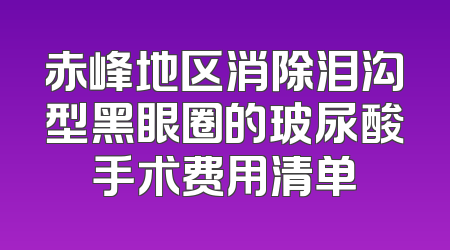 赤峰地区消除泪沟型黑眼圈的玻尿酸手术费用清单