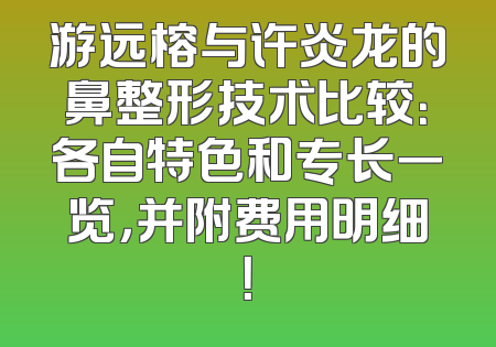 游远榕与许炎龙的鼻整形技术比较：各自特色和专长一览，并附费用明细！