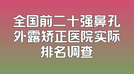 全国前二十强鼻孔外露矫正医院实际排名调查