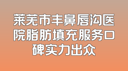 莱芜市丰鼻唇沟医院脂肪填充服务口碑实力出众