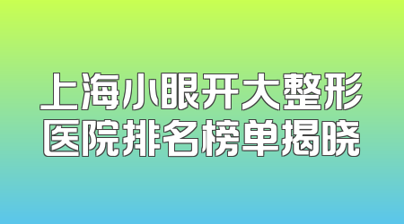 上海小眼开大整形医院排名榜单揭晓