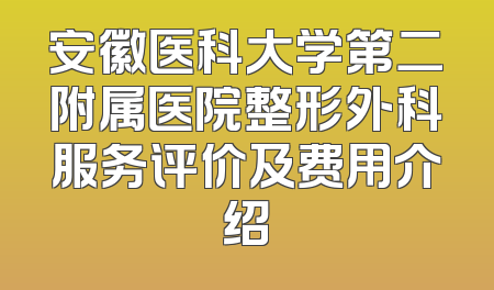 安徽医科大学第二附属医院整形外科服务评价及费用介绍
